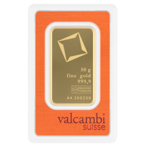 Valcambi 50 Gram .9999 Fine Gold Bar (In Assay)